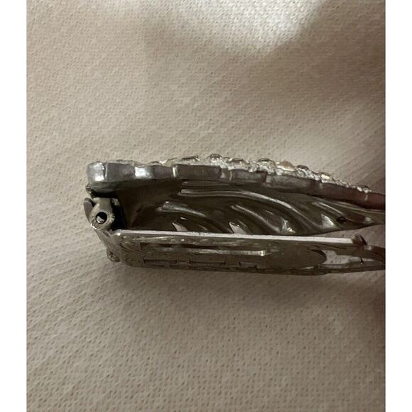 Vintage Silver Plated Art Deco Scarf Clip With Rhinestones - Picture 9 of 9